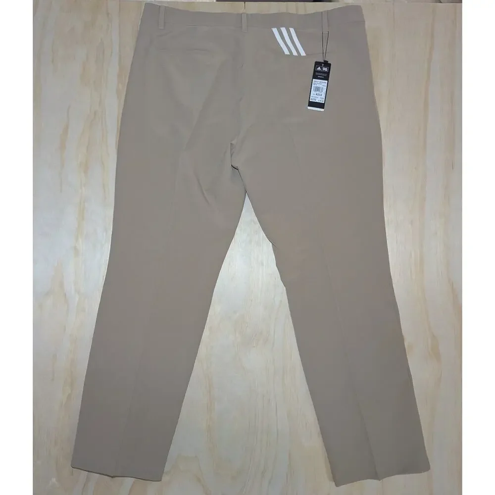 Adidas Men's Size 42x32 Three Stripe Khaki Tan Lightweight Golf Pants Stretch